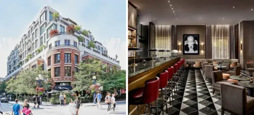 Exterior and interior images of the Hazelton Hotel in Toronto, Canada